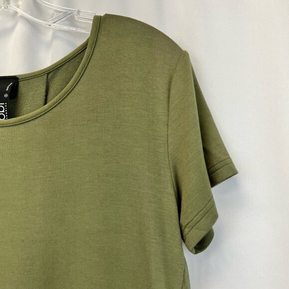 Bobi Los Angeles Womens Blouse Olive Green Short Sleeve Lace Up Detail Pleat S - Picture 3 of 10